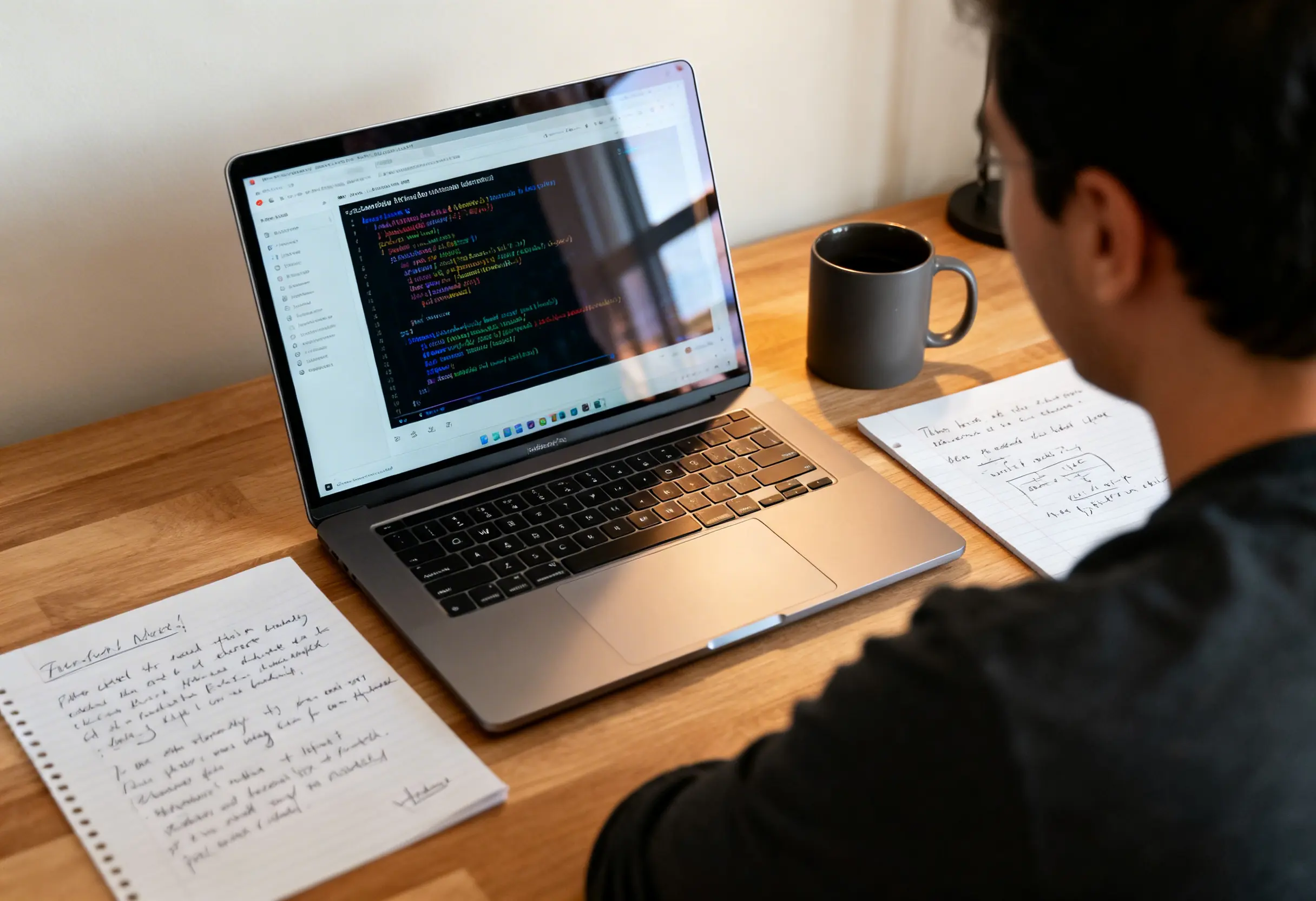 Student coding on a laptop